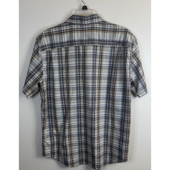 MARMOT Button Up Short Sleeve Shirt Men Large Gray Plaid Lightweight Casual - Picture 3 of 9